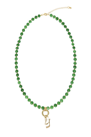 Sadie Letter Necklace - Green Jade