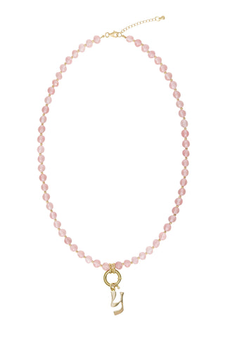 Sadie Letter Necklace - Rose Quartz