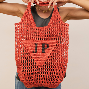 Personalised Woven Raffia Bag - Red
