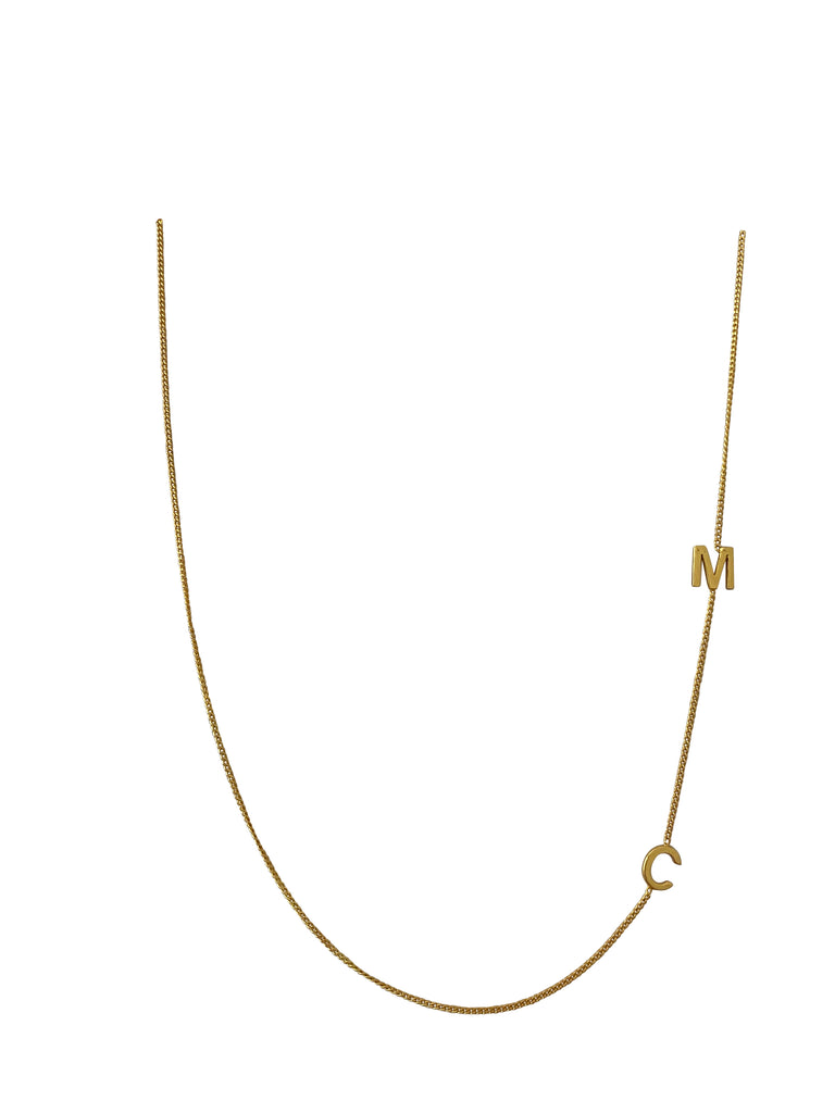 'CM' 16” gold plated necklace