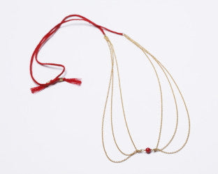 Deer Ruby Rope and Chain necklace